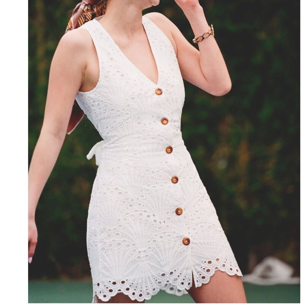 Andie The Navarino Dress‎ Button Front Eyelet white size XS NWT
